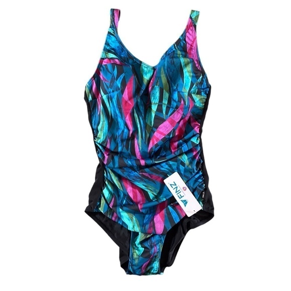 FINZ Australia Performance Graphic Leafy Print  Swimsuit One Piece Multi Fit Cup - Picture 5 of 5
